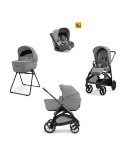 Aptica System Quattro - Crystal Grey - Seduta All Season + Culla Open Up + Standup + Seggiolino Auto Darwin + Telaio Litio