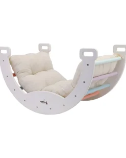 Arco Montessori Rainbow - Cotton Candy + Cuscino - Sviluppa Equilibrio e Agilità