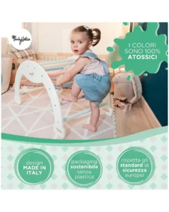 Arco Montessori Rainbow - Cotton Candy + Cuscino - Sviluppa Equilibrio e Agilità