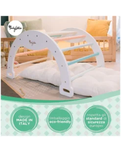 Arco Montessori Rainbow - Cotton Candy + Cuscino - Sviluppa Equilibrio e Agilità