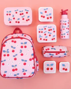 Astuccio per la Scuola con Chiusura a Zip - Ciliegie - 20x8x7 cm