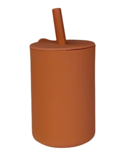 Bicchiere con Cannuccia - Terra di Siena - Silicone