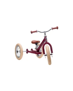Bici 2 in 1 Rosso Vintage Opaco + Kit Terza Ruota per Convertirla in Triciclo