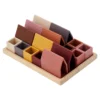 Blocchi per Costruzione Villaggio - Terra - 16 Pezzi - Silicone Alimentare e Bambù Naturale - 0+