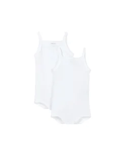 Body con Spalline, Pacco da 2 - Bianco - 100% Cotone