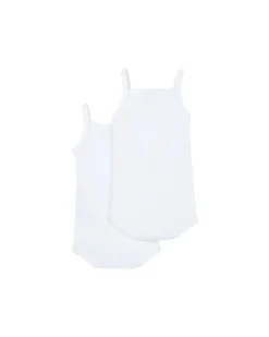 Body con Spalline, Pacco da 2 - Bianco - 100% Cotone