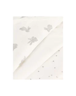 Body Kimono Manica Corta - Pacco da 3 - Bianco - Stelle/Conigli - 100% Cotone