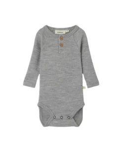 Body Maniche Lunghe a Costine - Grigio Melange - Cotone Bio