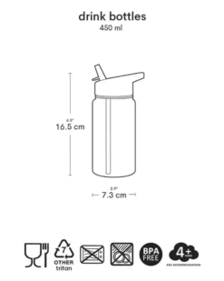 Borraccia con Cannuccia 450 ml - Cuori - Senza BPA!