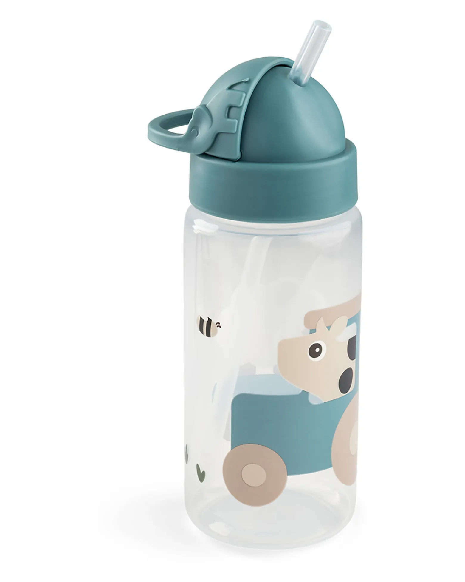 Borraccia 350 ml - Tiny Farm - Blu - con Cannuccia a Scomparsa! - 12m+