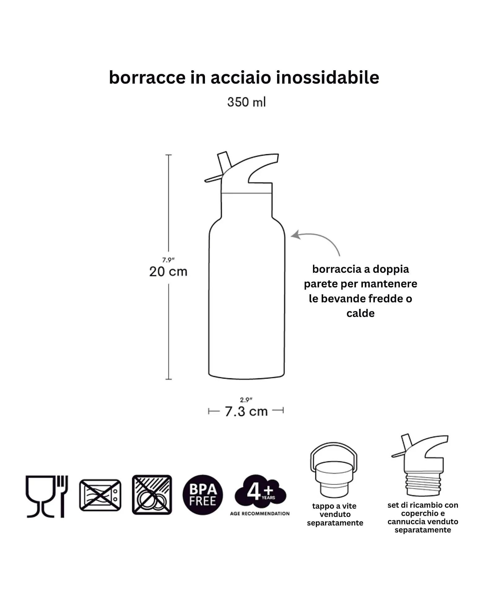 Borraccia Termica in Acciaio Inossidabile - 350 ml - Veicoli