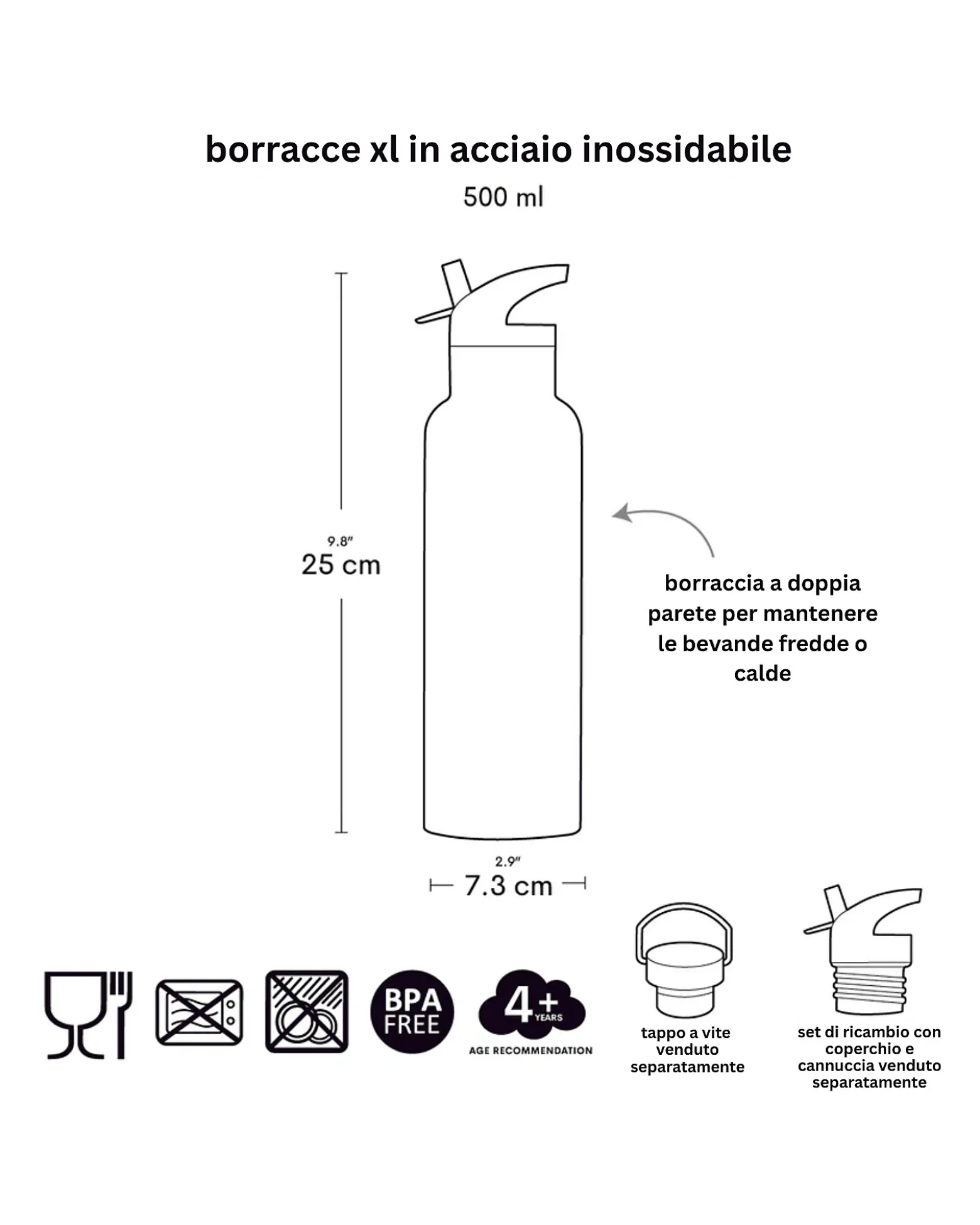 Borraccia Termica in Acciaio Inossidabile - 500 ml - Amici della Foresta