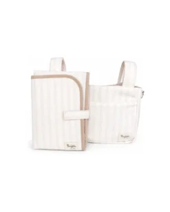 Borsa Organizer per Passeggino - Righe - Beige - Compatibile con tutti i modelli di passeggino