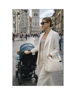 Borsa Organizer per Passeggino - Righe - Beige - Compatibile con tutti i modelli di passeggino