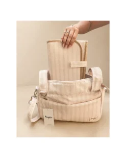 Borsa Organizer per Passeggino - Righe - Beige - Compatibile con tutti i modelli di passeggino