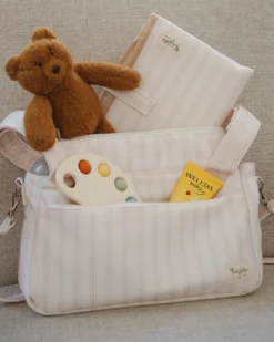 Borsa Organizer per Passeggino - Righe - Beige - Compatibile con tutti i modelli di passeggino