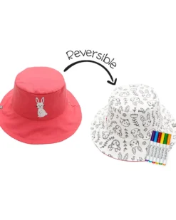 Cappello Estivo Reversibile da Colorare con Pennarelli - 100% Cotone - Coniglietto