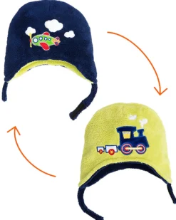 Cappello Invernale Reversibile in Pile - Treno+Aeroplano - Anti-UV SPF 50+
