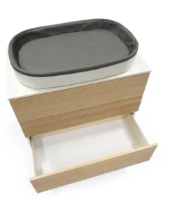 Cassettiera Sleepi - con Cassetti + Fasciatoio - Bianco/Naturale - in Legno
