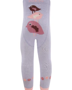 Collant In Cotone Bio Elasticizzato - Uccellini - Lilla - Certificato GOTS