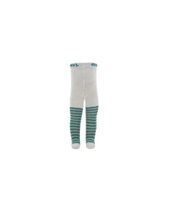 Collant In Cotone Bio Elasticizzato - a Righe con Lumaca - Grigio - Certificato GOTS