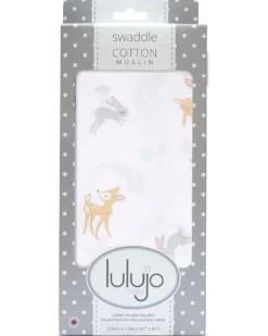 Copertina Swaddle 120 x 120 cm, Cerbiatti e Coniglietti - 100% mussola di cotone