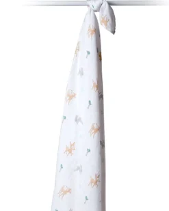 Copertina Swaddle 120 x 120 cm, Cerbiatti e Coniglietti - 100% mussola di cotone