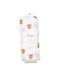 Copertina Swaddle 100x100 cm - Mucca Highlander - 100% Mussola di Cotone