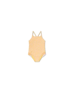 Costume da Bagno Intero - Giallo - Fiori - Tessuto UPF 50+