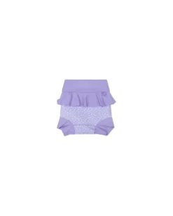 Costumino Contenitivo con Volant - Lilla - Leopardato - Tessuto UPF 50+