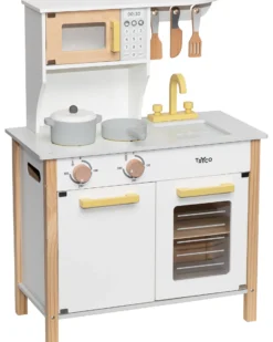 Cucina Giocattolo in Legno - Bianco/Oro - Colori ad Acqua Atossici - 3+ Anni