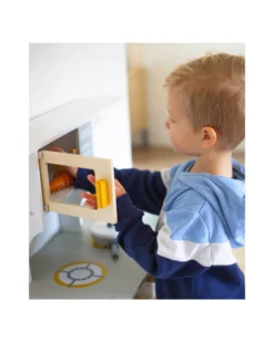 Cucina Giocattolo in Legno - Bianco/Oro - Colori ad Acqua Atossici - 3+ Anni