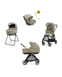 Electa System Quattro - Hangar Beige - Passeggino + Culla Standup + Seggiolino Auto Darwin Recline EVO + Telaio Bronze Black