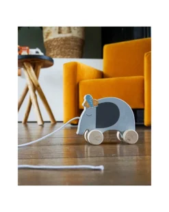 Giocattolo da Trainare in Legno - Elefante - Incoraggia il Movimento - 10+ m