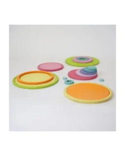 Gioco in Legno Anelli e Cerchi Concentrici - Pastello - 20 pezzi