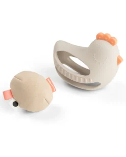 Gioco Multisensoriale 2-in-1 - Massaggiagengive e Sonaglio - Clucky - Sabbia - 3m+
