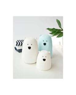 Lampada da Notte Orsetto - Bianco - Morbido Silicone - 16x10.7 cm