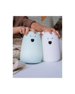 Lampada da Notte Orsetto - Bianco - Morbido Silicone - 16x10.7 cm