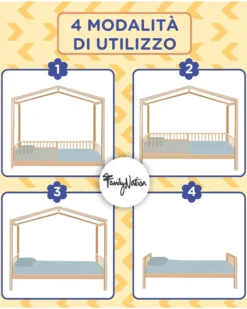 Letto Montessori Evolutivo Evi 4 in 1 - 200x90 cm - Tutto incluso - dalla Nascita a 99 anni