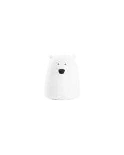 Luce da Notte Portatile Orsetto In Morbido Silicone - Bianco - 10x8.6 cm