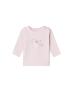 Maglia a Maniche Lunghe con Stampa Unicorno - Malva - Cotone Biologico