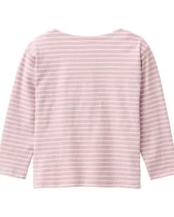 Maglia Maniche Lunghe Happy Vibes - Righe Rosa e Bianco - Cotone GOTS
