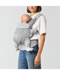 Marsupio Amya - Fog Grey - dalla Nascita ai 15 Kg - si Adatta al Corpo del tuo Bambino