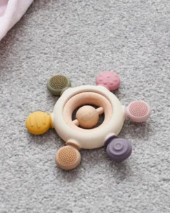 Massaggiagengive con Sonaglio - Terra - Silicone Alimentare e Legno di Faggio