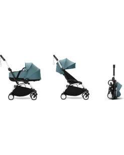 Passeggino Duo YOYO3 Aqua - Telaio Bianco + Navicella 0+ e Seduta 6+