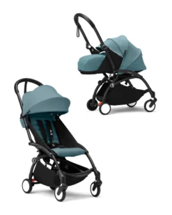 Passeggino Duo YOYO3 Aqua - Telaio Nero - Seduta 6+ e Kit Neonati 0+