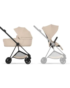 Passeggino Mios Duo Comfort - Telaio Matt Black + Seduta e Navicella Richiudibile Cozy Beige