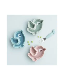 Piatto a Scomparti - Silicone Alimentare - Stick&Stay - Birdee - Verde