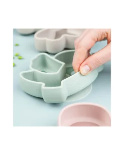 Piatto a Scomparti - Silicone Alimentare - Stick&Stay - Birdee - Blu