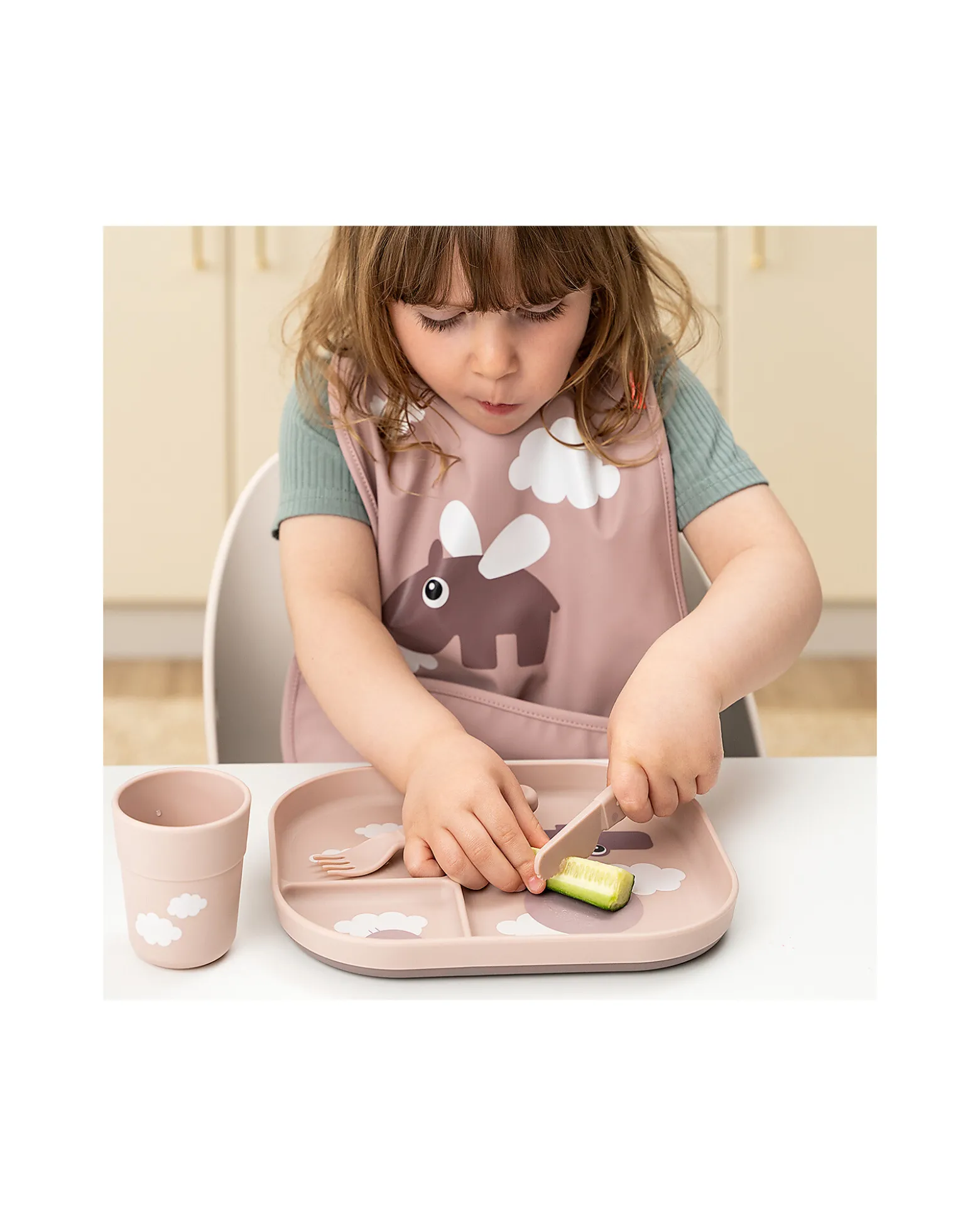 Piatto con Scomparti Foodie - Happy Clouds Cipria - 100% PP Alimentare